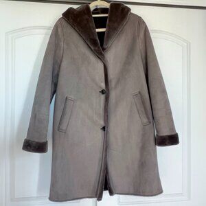 Uniqlo Gray Faux Shearling Hooded Coat